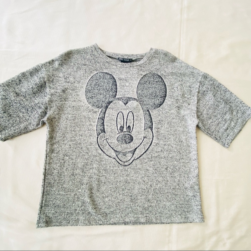 Zara Gray Mickey Mouse Short Sleeve Tee